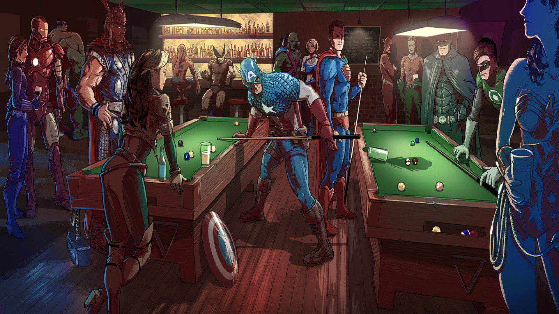 Marvel VS DC Bar fight 1920x1080 Wallpaper Wallpapers Pictures