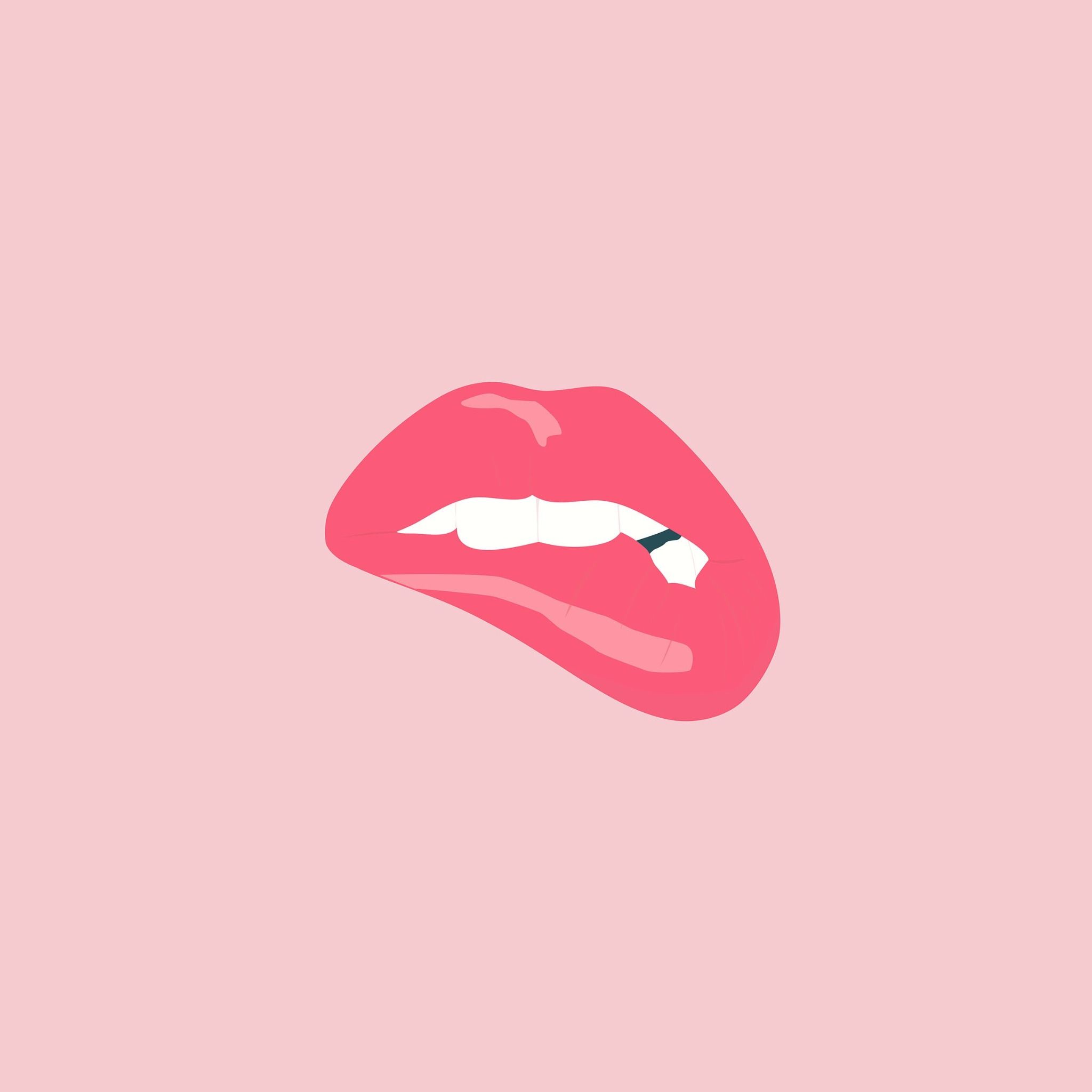 Lip Bite Pink Background Tap To See More Themed And Much