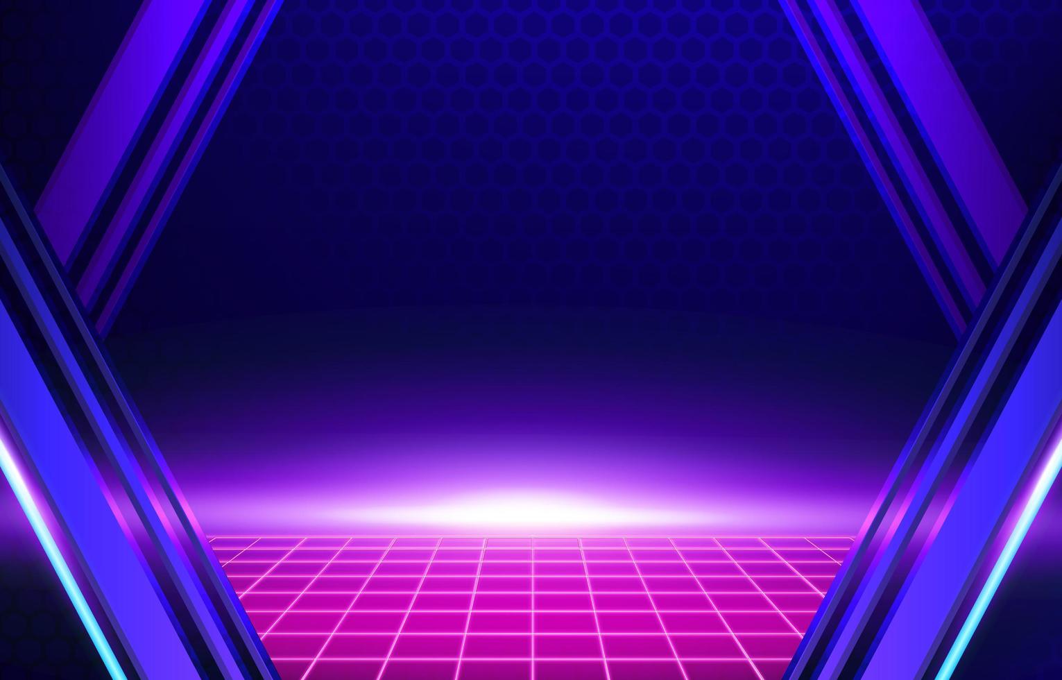 Violet Cyberpunk Styled Light On Horizon Neon Background