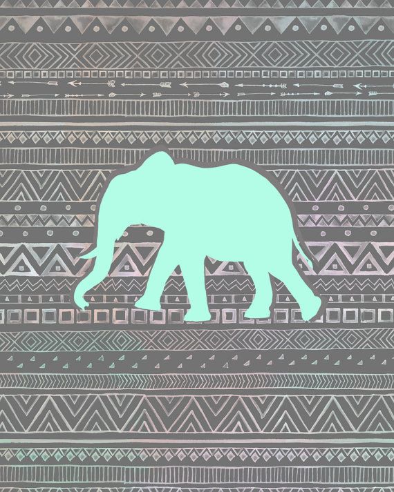 Print Tribal Mint Elephant