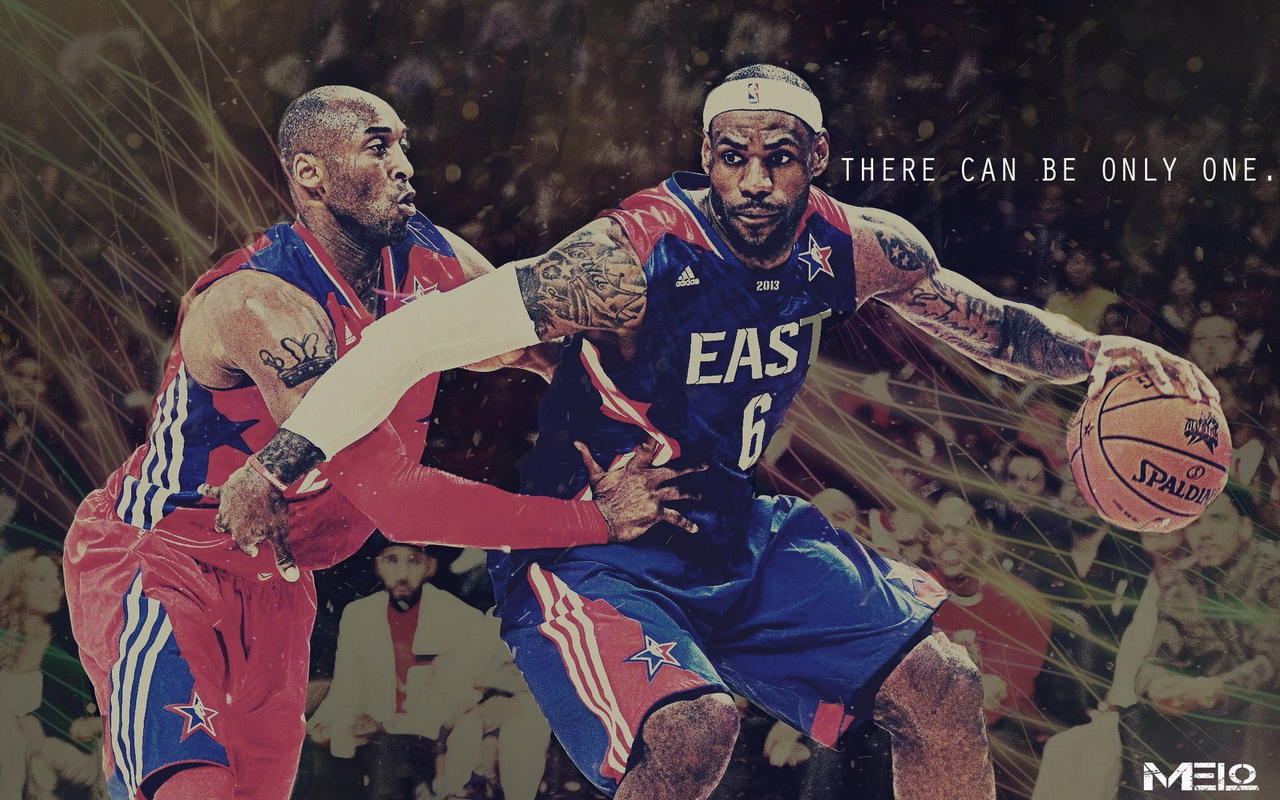 Kobe Bryant And Lebron James Wallpaper Guarding Each Other In
