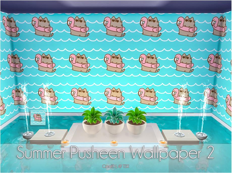 The Sims Resource   Summer Pusheen Wallpaper 2