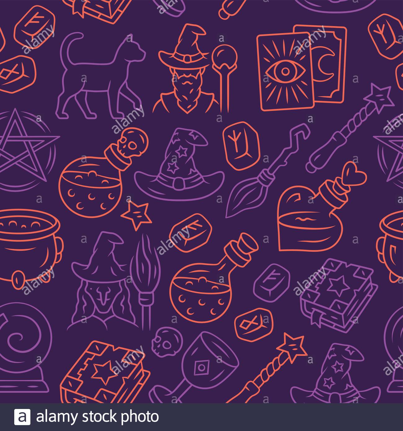 Free download Halloween items vector seamless pattern Mystery