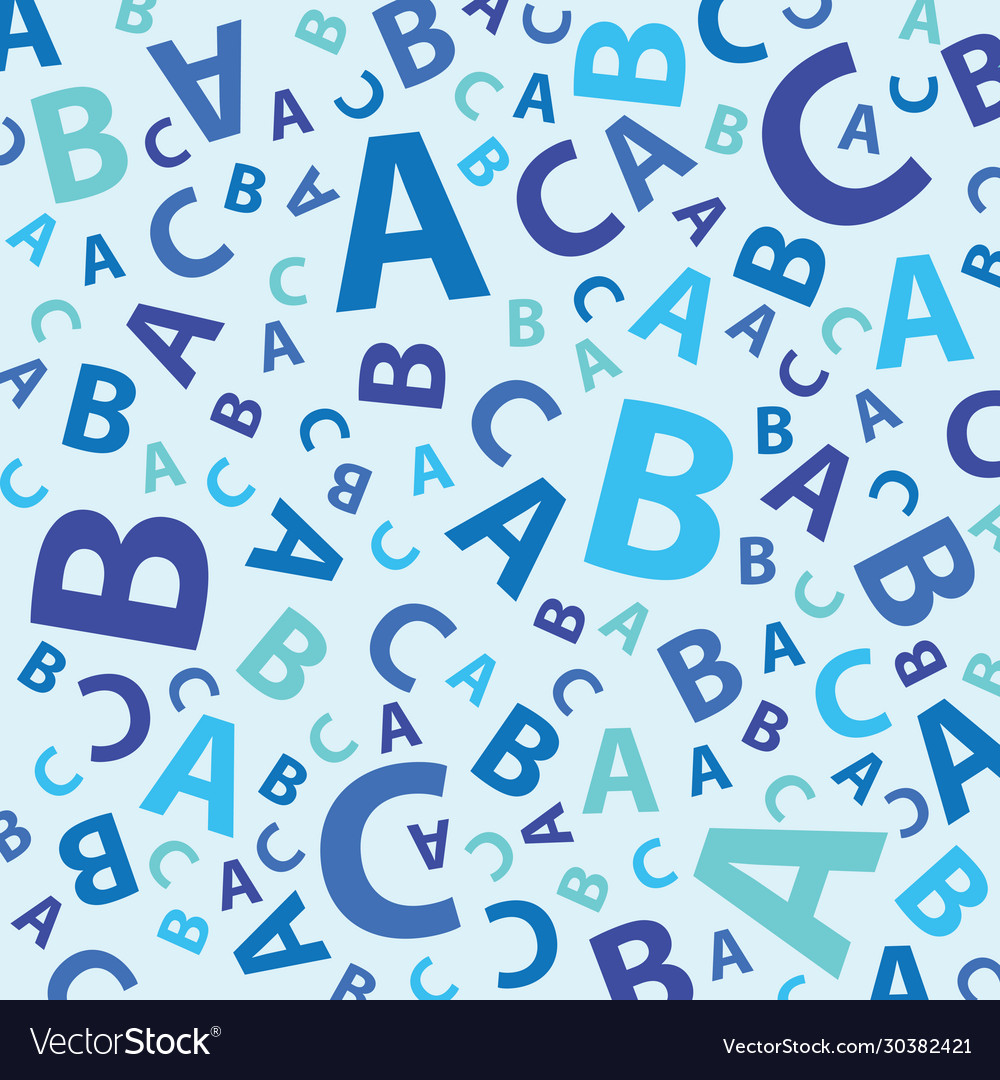Blue Abc Letter Background Seamlessalphabetical P Vector Image