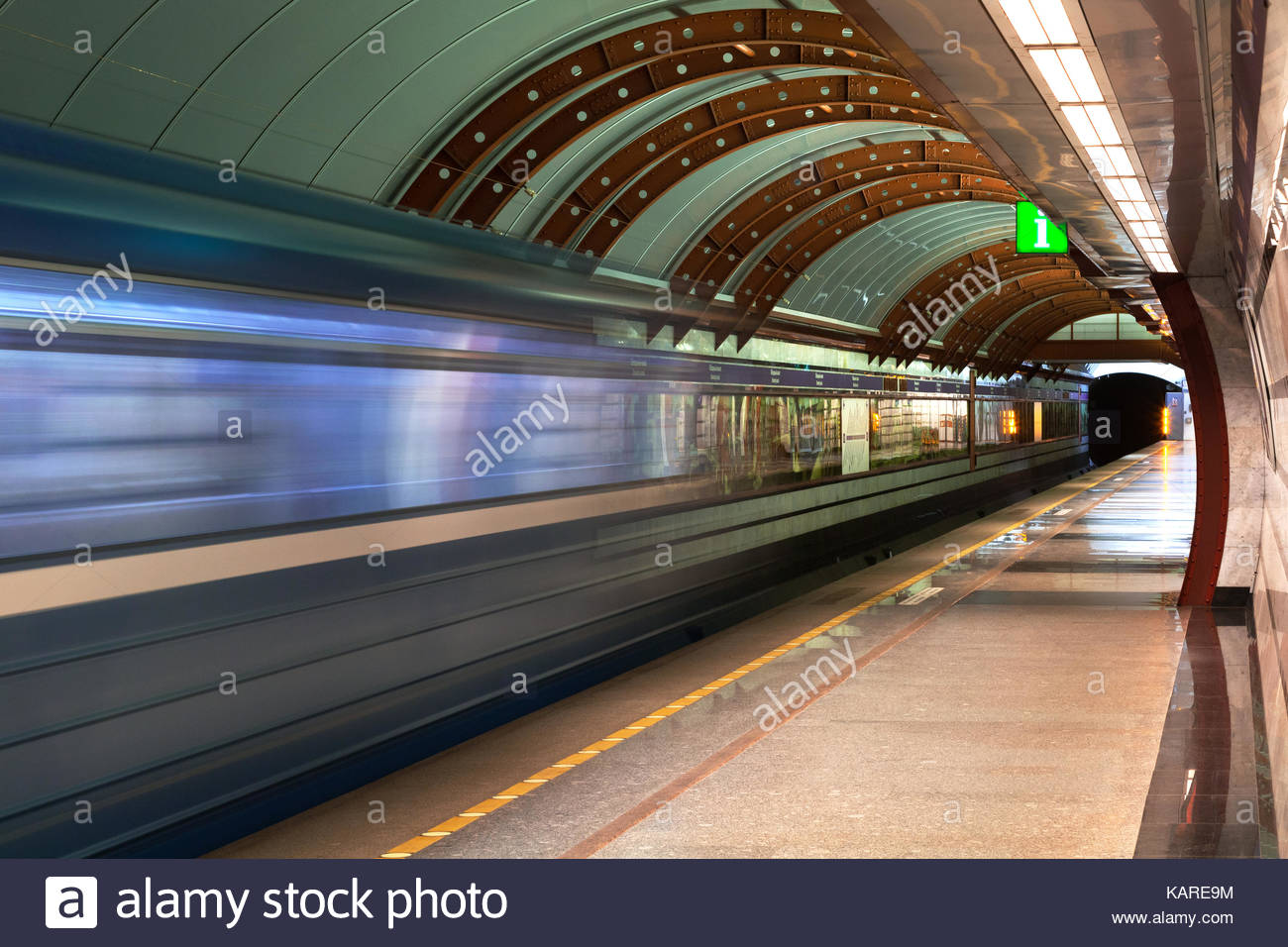 Subway Station Diagonal Blue Motion Blur Metro Train Background