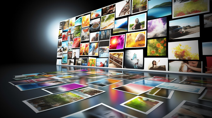 Video Content Wall With The Photographs Of In It Background Wallpaper