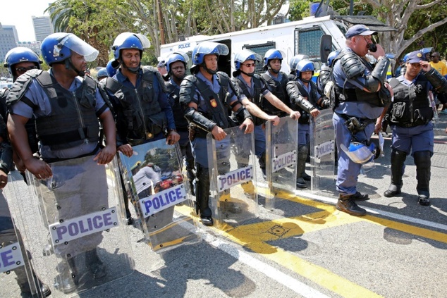 South African Police In Anti Riot Gear Cape Town On February