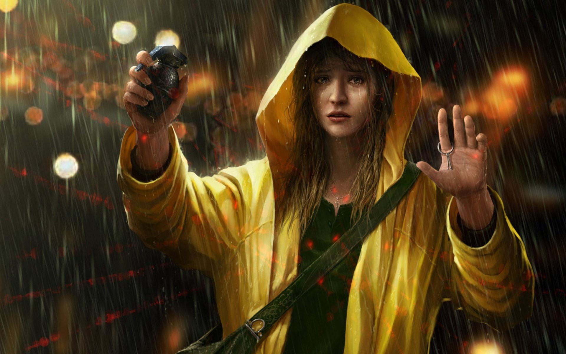 Rain Grenades Sad Arms Up Artwork Crying Girl