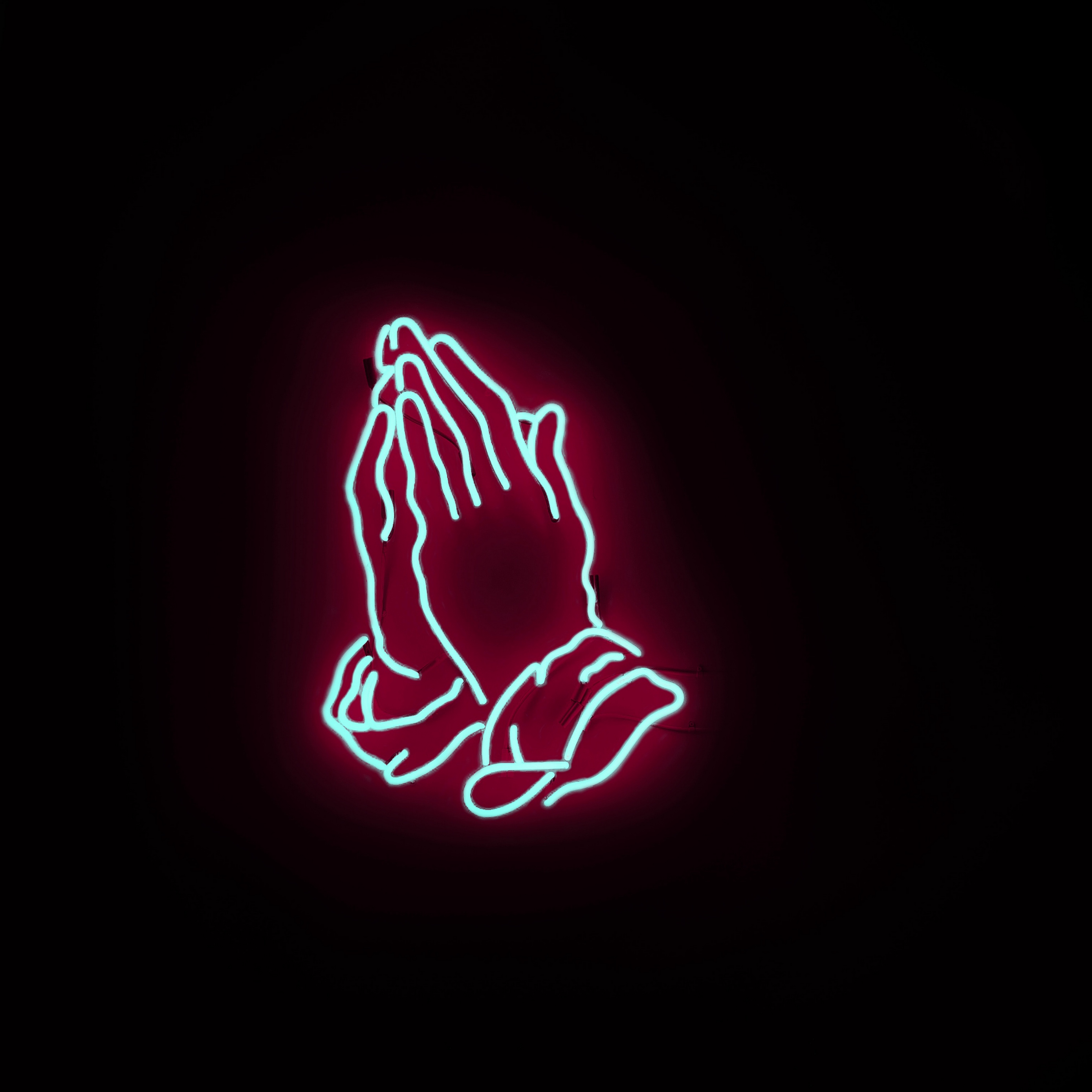 Wallpaper Neon Hands Prayer Ipad Air