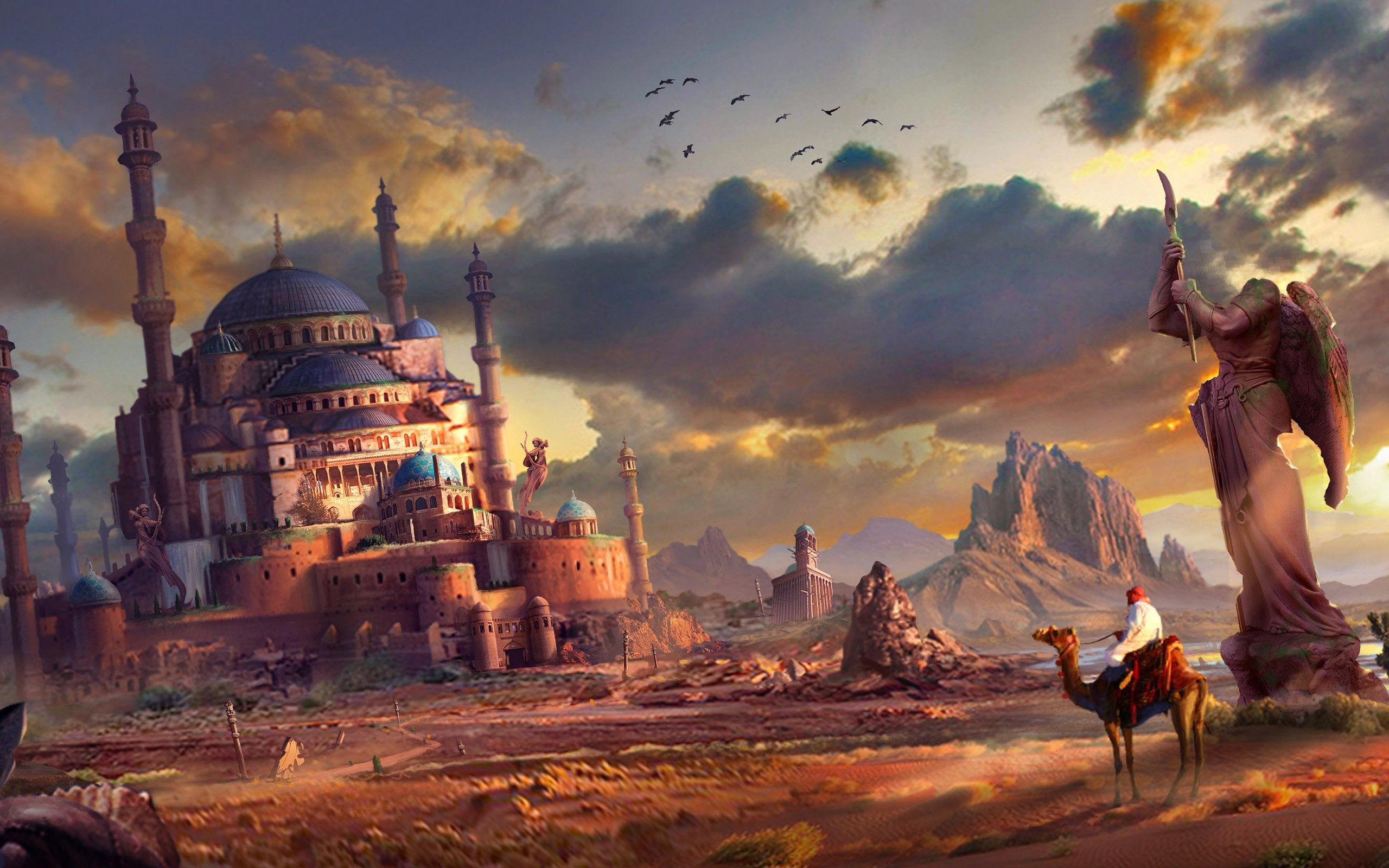 Fantasy City Painting Wallpaper HD For Desktop