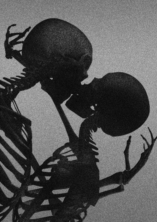 Bone Kiss On Black Aesthetic Wallpaper