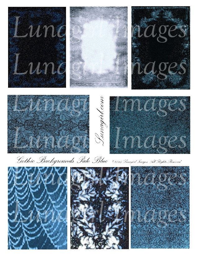 Blue Gothic Background Digital Collage Sheet Atc Vintage Image