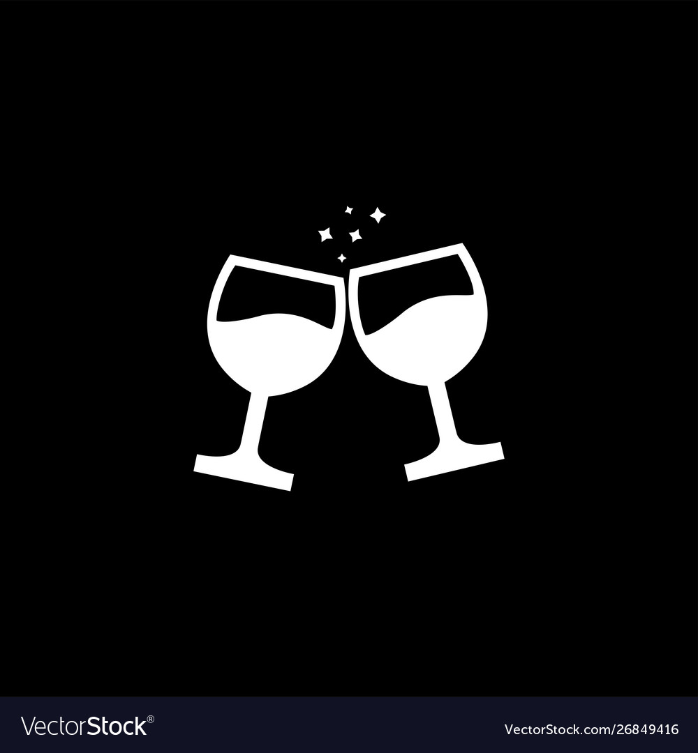 Wine Glasses Toast Icon On Black Background Vector Image