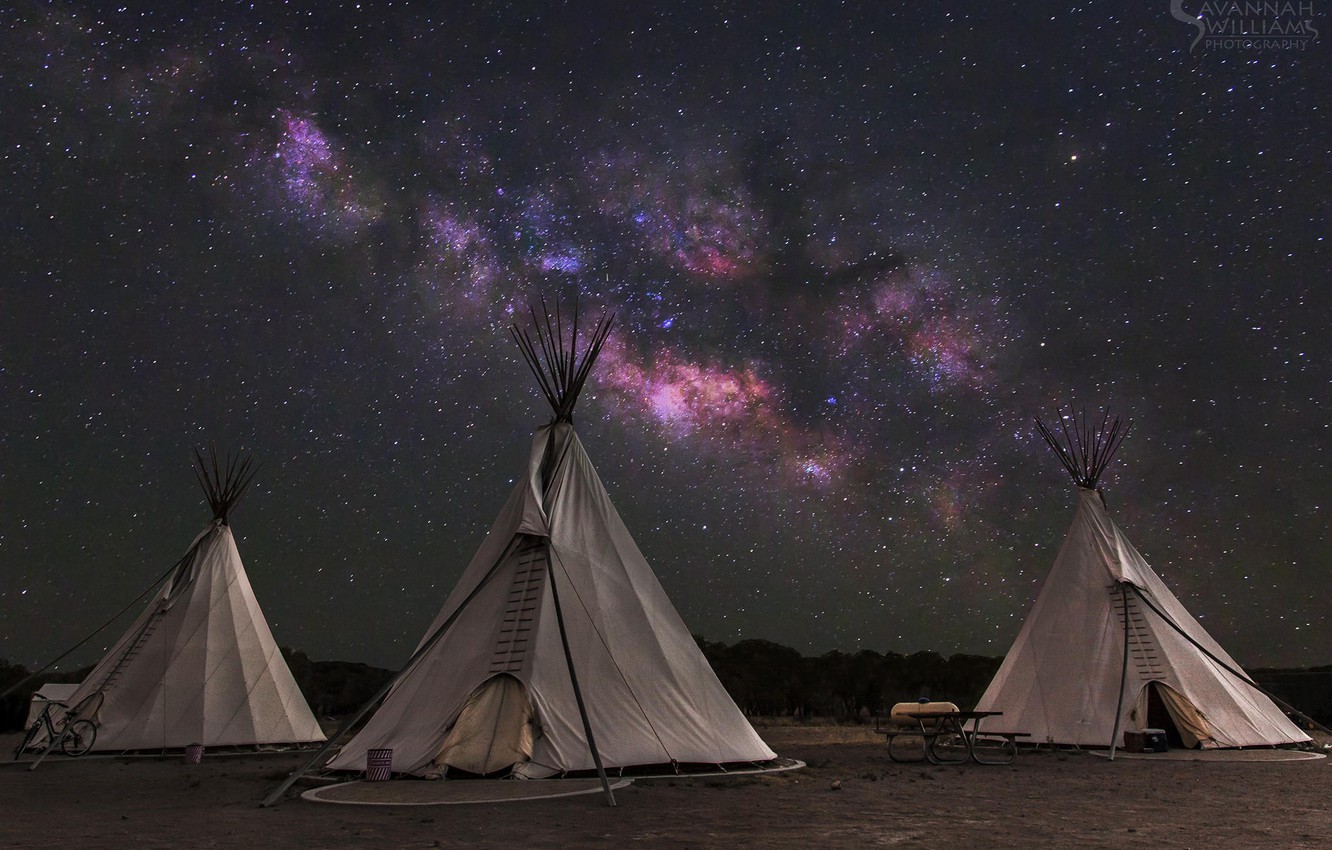 Wallpaper The Sky Stars Milky Way Wigwam Tipi Home Of