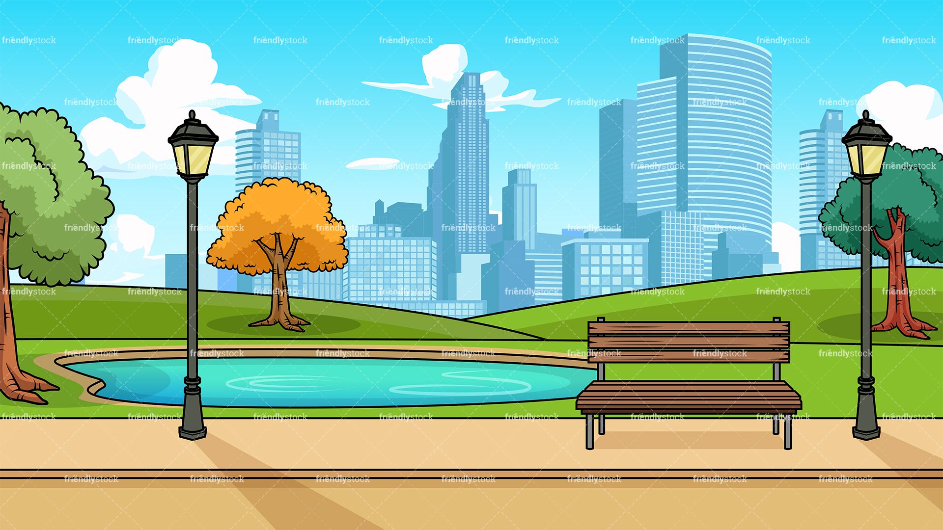 Free download Modern City Park Background Cartoon Clipart Vector