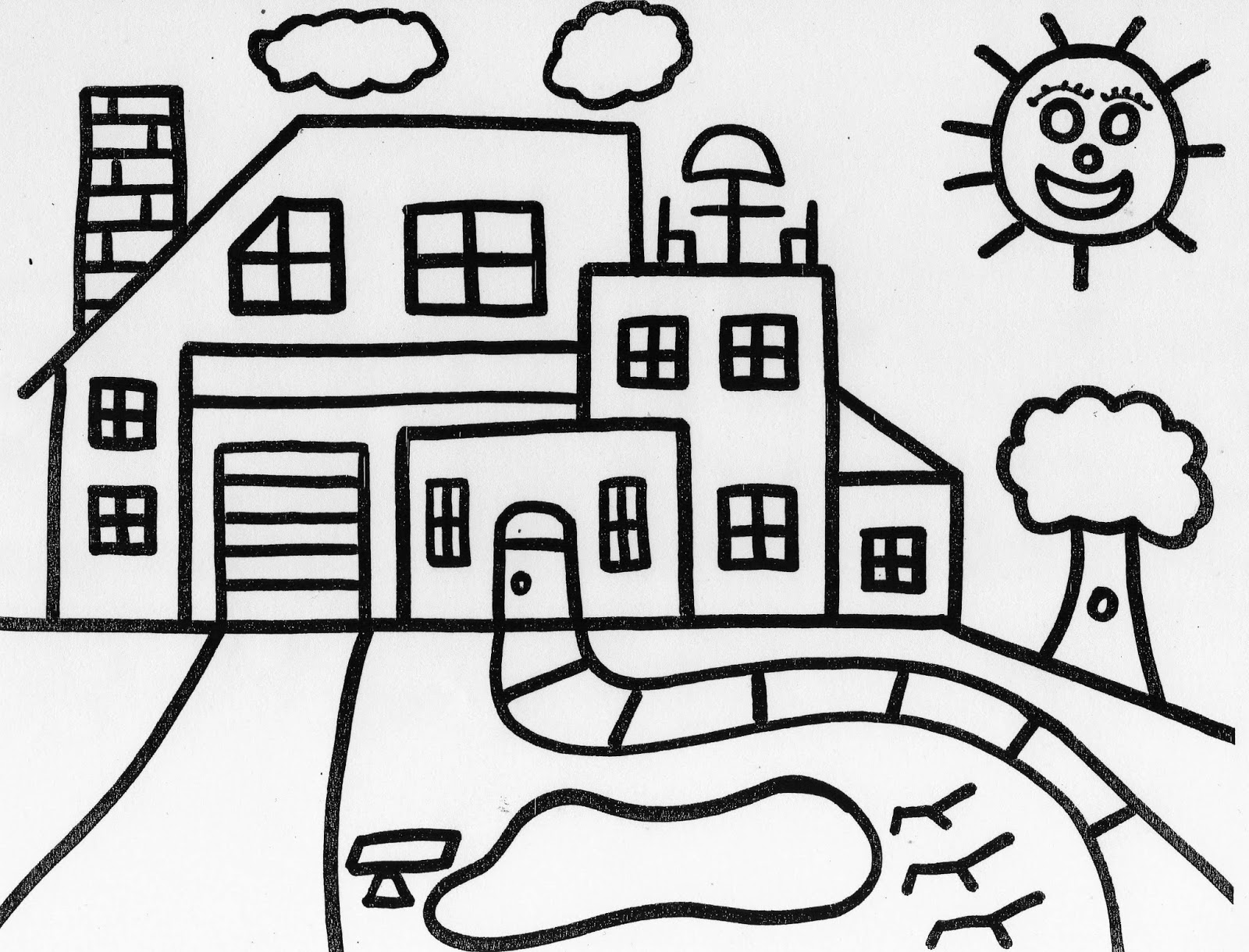 Wallpaper Beautiful Kids House Coloring Colour Drawing HD