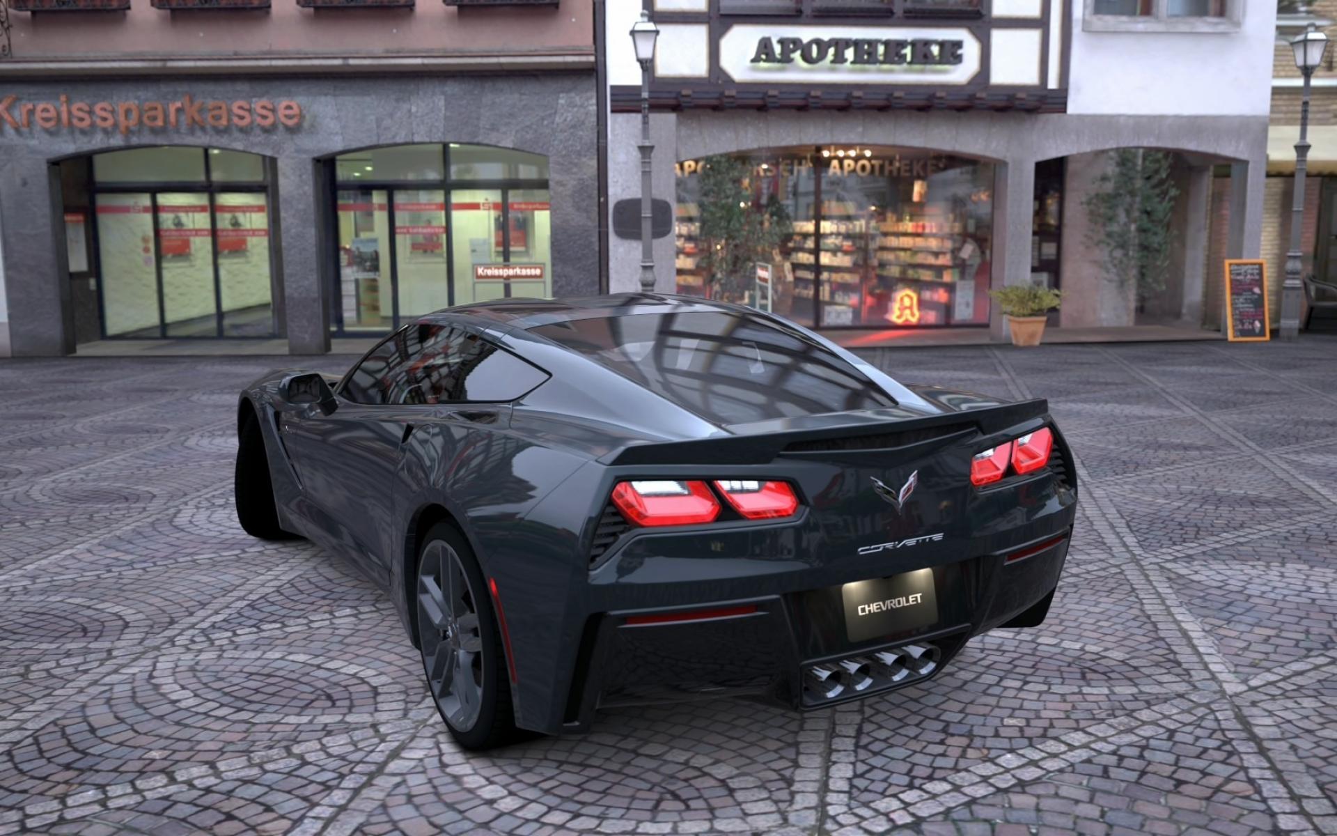 Turismo Back Black Chevrolet Corvette C7 Wallpaper