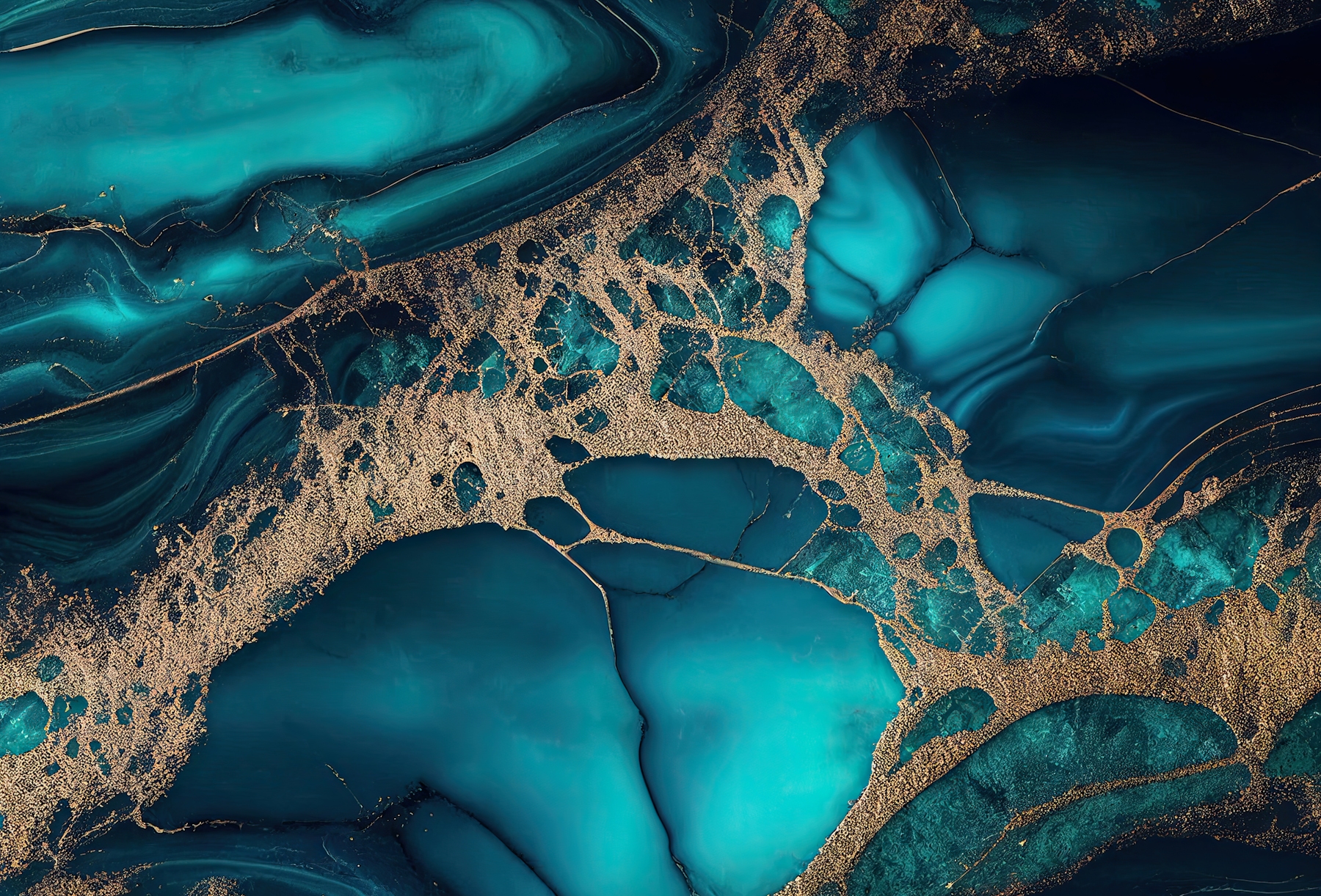 Fancy Marble Teal Gold Wallpaper