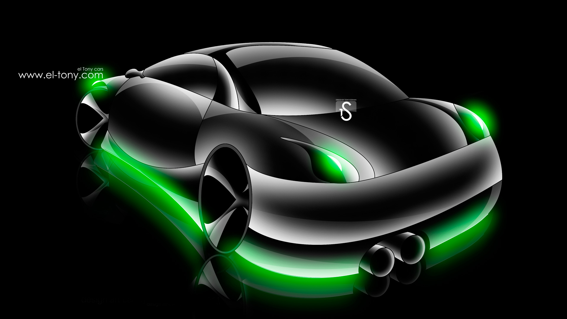 Tony Style Back 3D Green Neon Car 2014 HD Wallpapers design by Tony