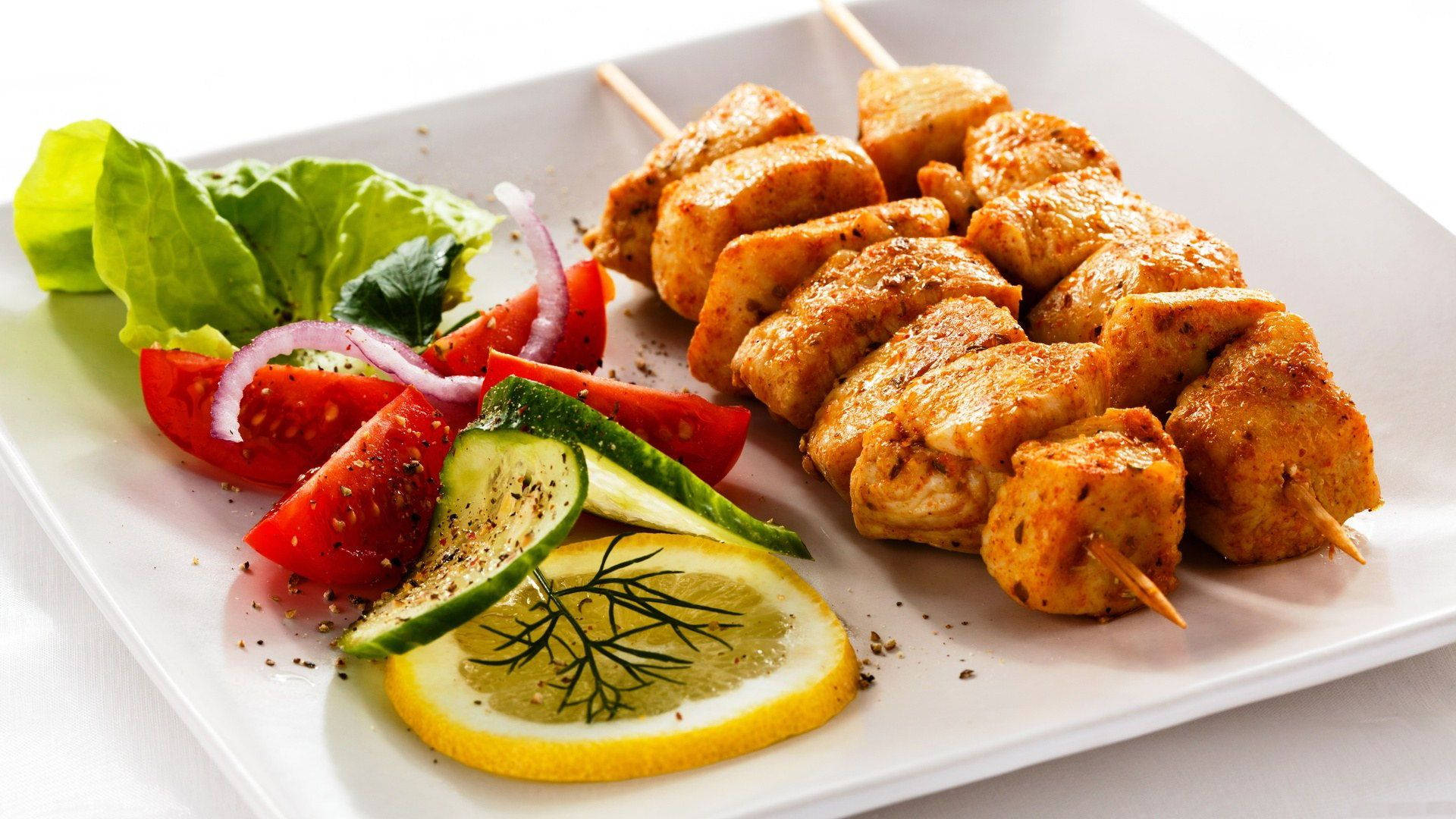 Food Photography Chicken Kebab Wallpaper