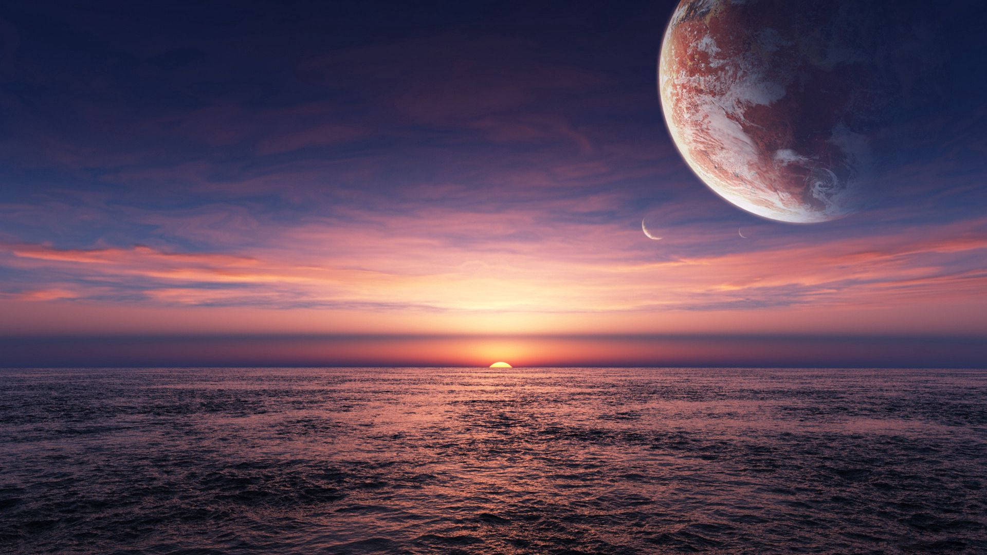 Sunset With Giant Planet Bzuziiv9sr1dioq5 Wallpaper