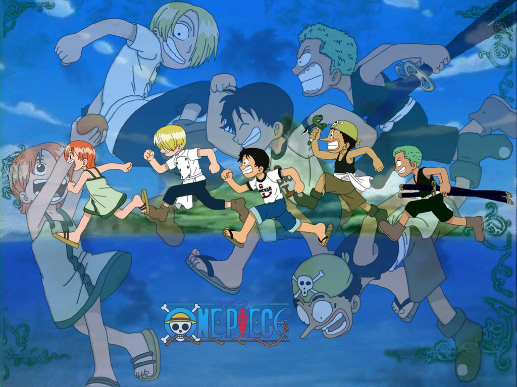 One Piece Group Wallpaper   One Piece Chibis Running