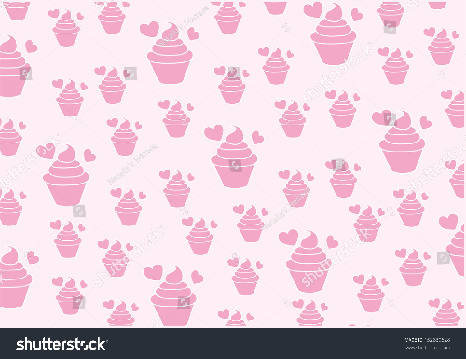 Vector Background Sweet Pink Cupcake