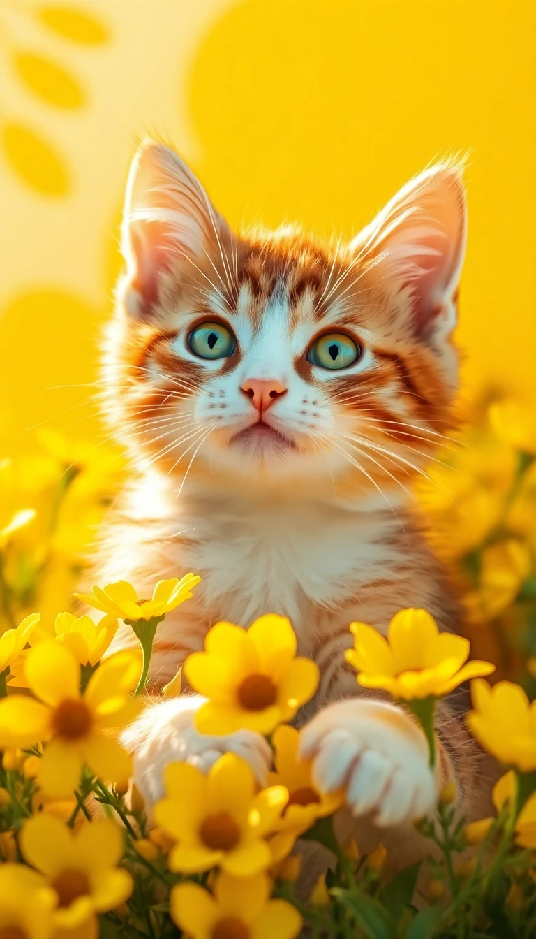 Yellow Aesthetic Cat Wallpaper