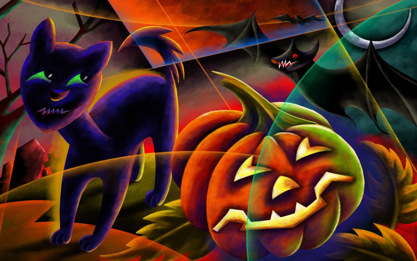 Evil Cat Halloween Wallpaper