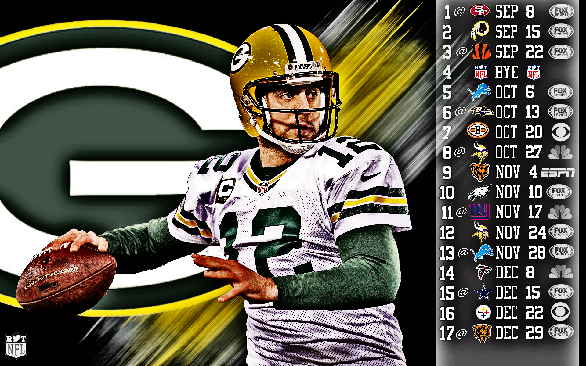 Aaron Rodgers 2013 Packers Schedule Wallpaper HDR Sports