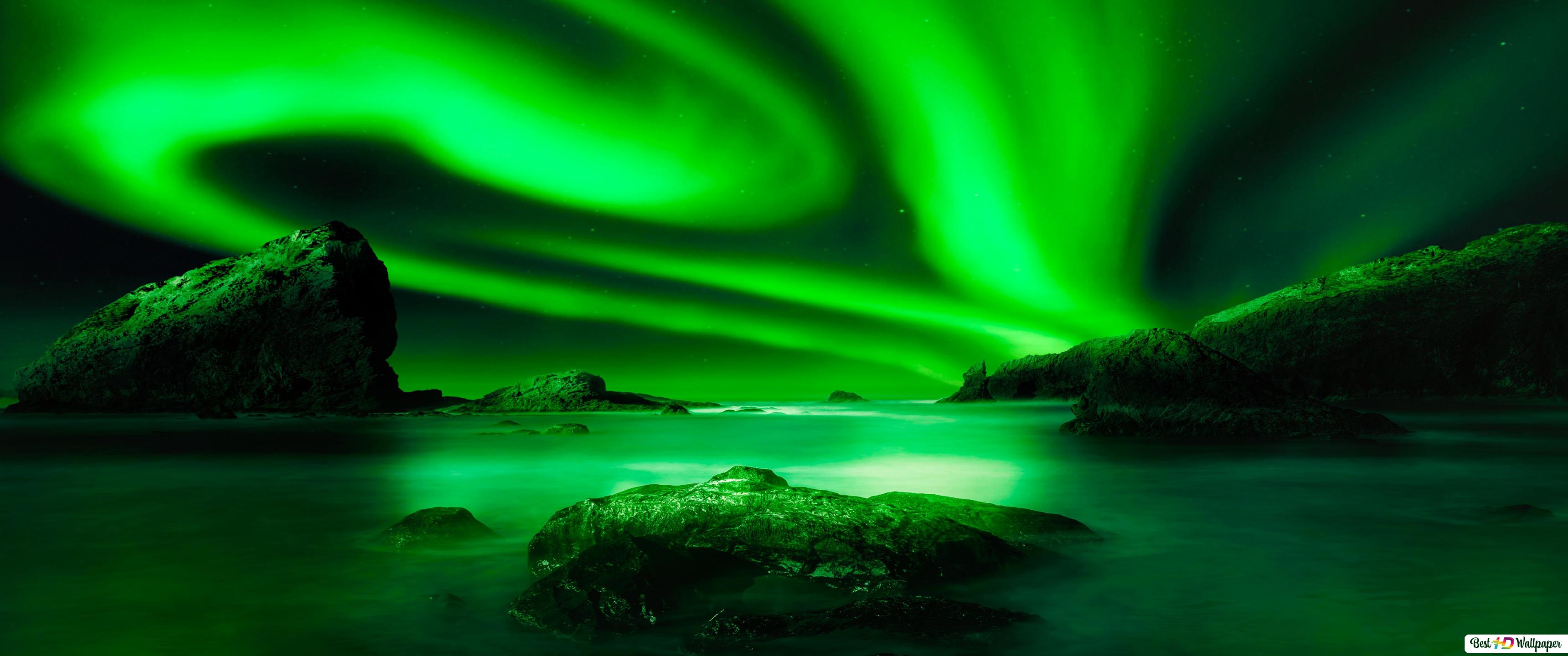 Green Aurora Northern Lights Sky HD Wallpaper Abstract