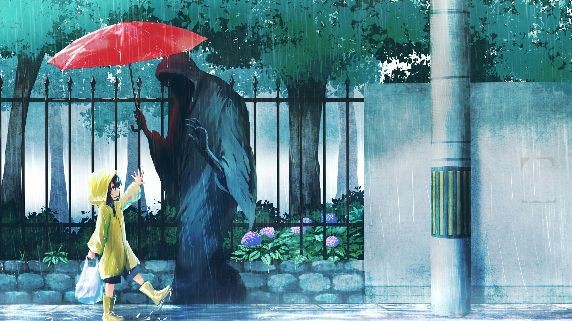Rainy Encounter With Death Wallpaper