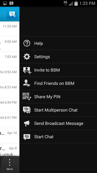 How to set up BBM application settings in Samsung galaxy S5 1jpg