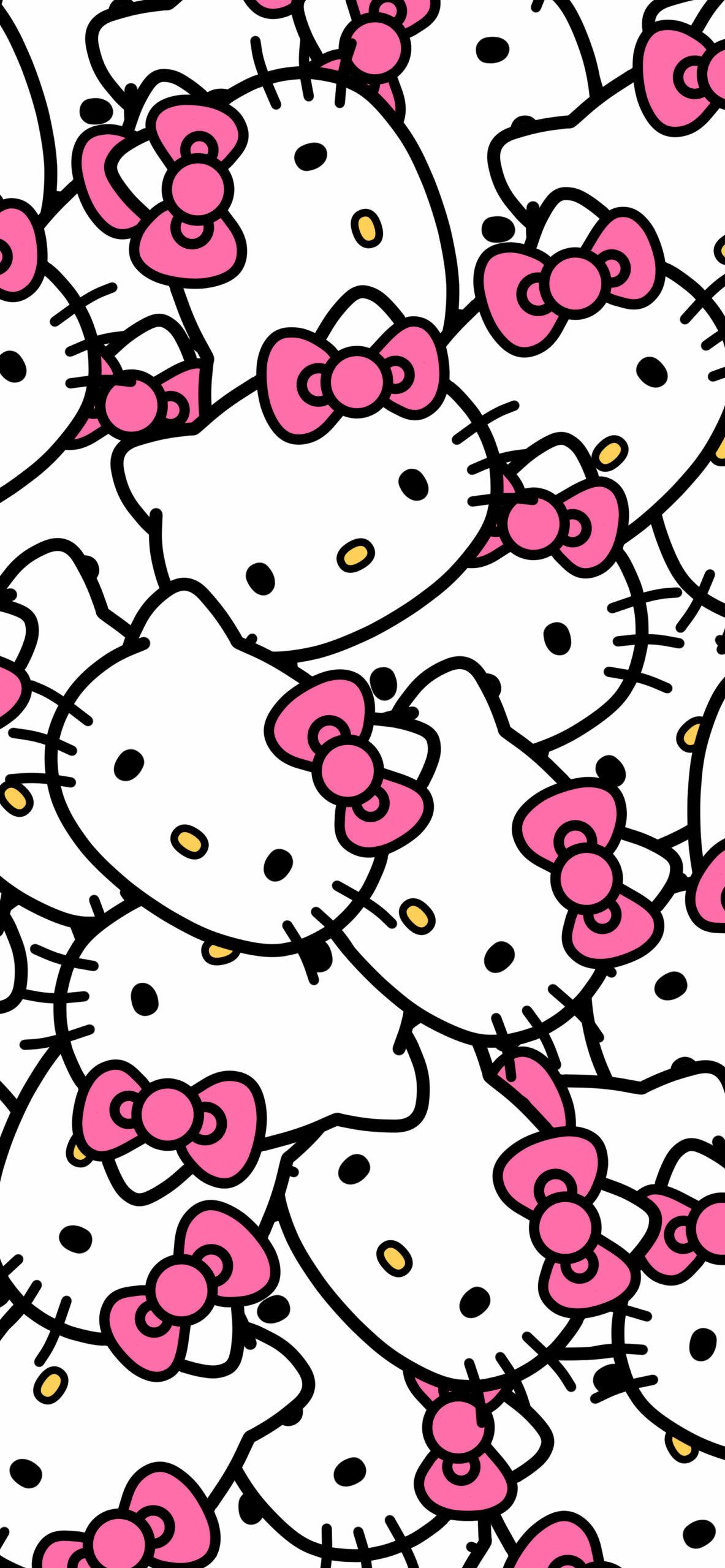 Hello Kitty Face Pattern Wallpaper   Hello Kitty Aesthetic Wallpaper