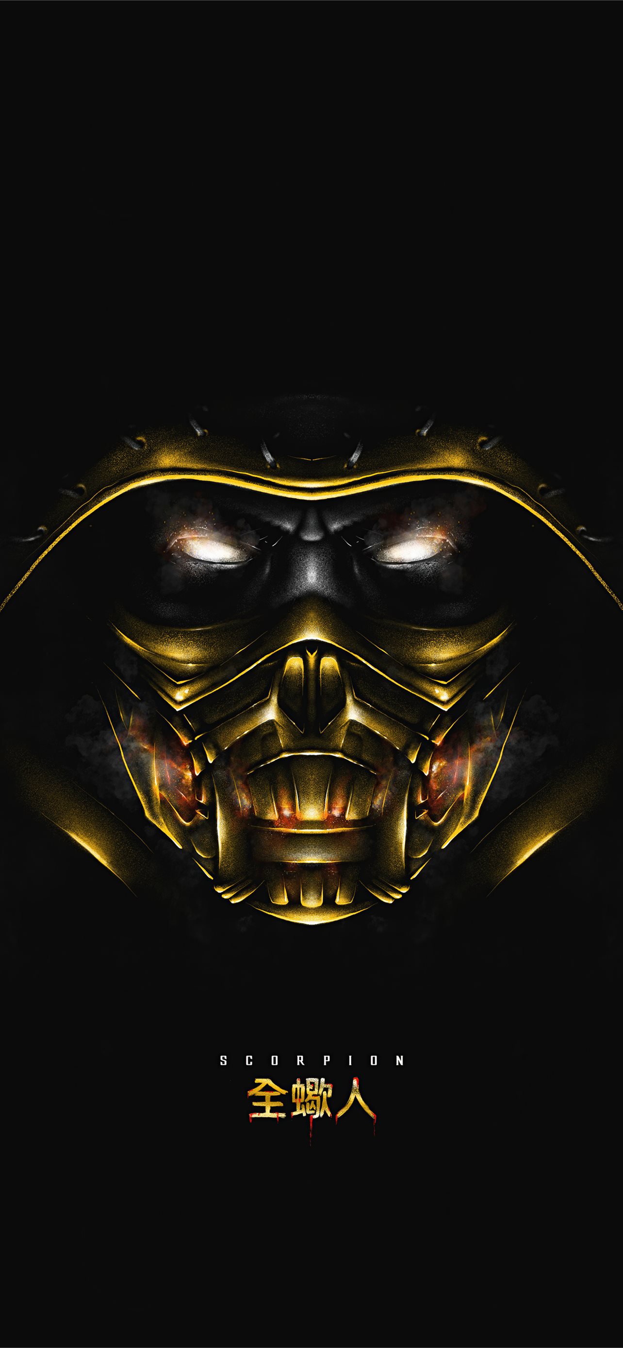Scorpion Mortal Kombat Dark Minimal 8k iPhone Wallpaper