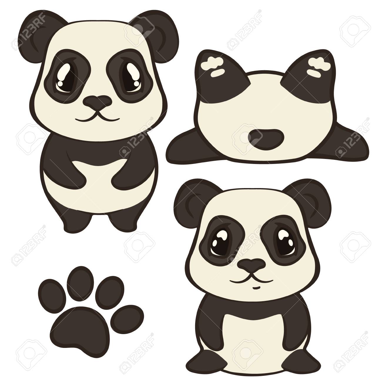 Cute Panda Bear Character Isolated On White Background Vector