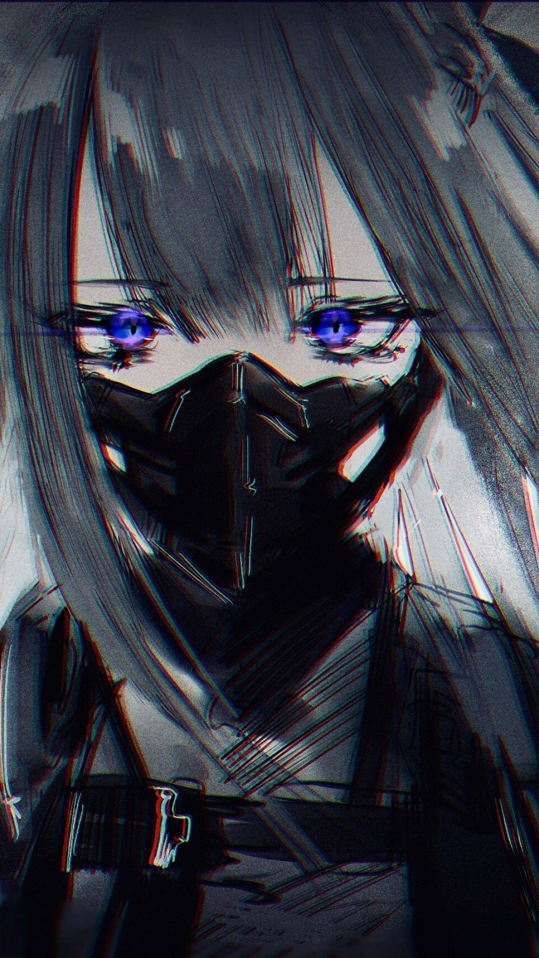 Free Download Girls Frontline Ak 12 Mask Sad Face Blue Eyes Anime
