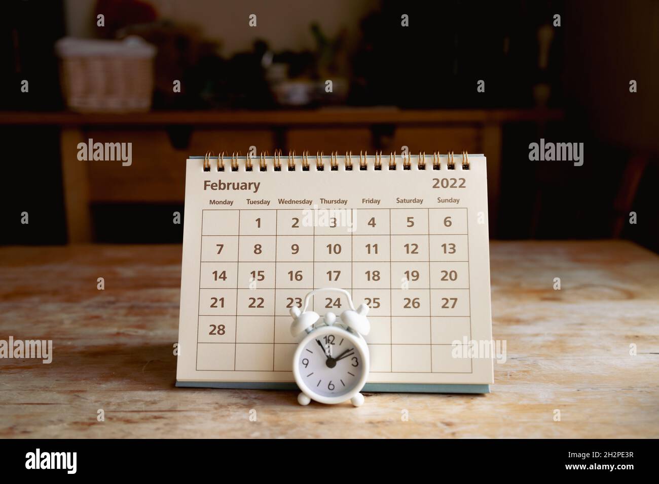 February Calendar Month Nad Little Vintage Alarm Clock