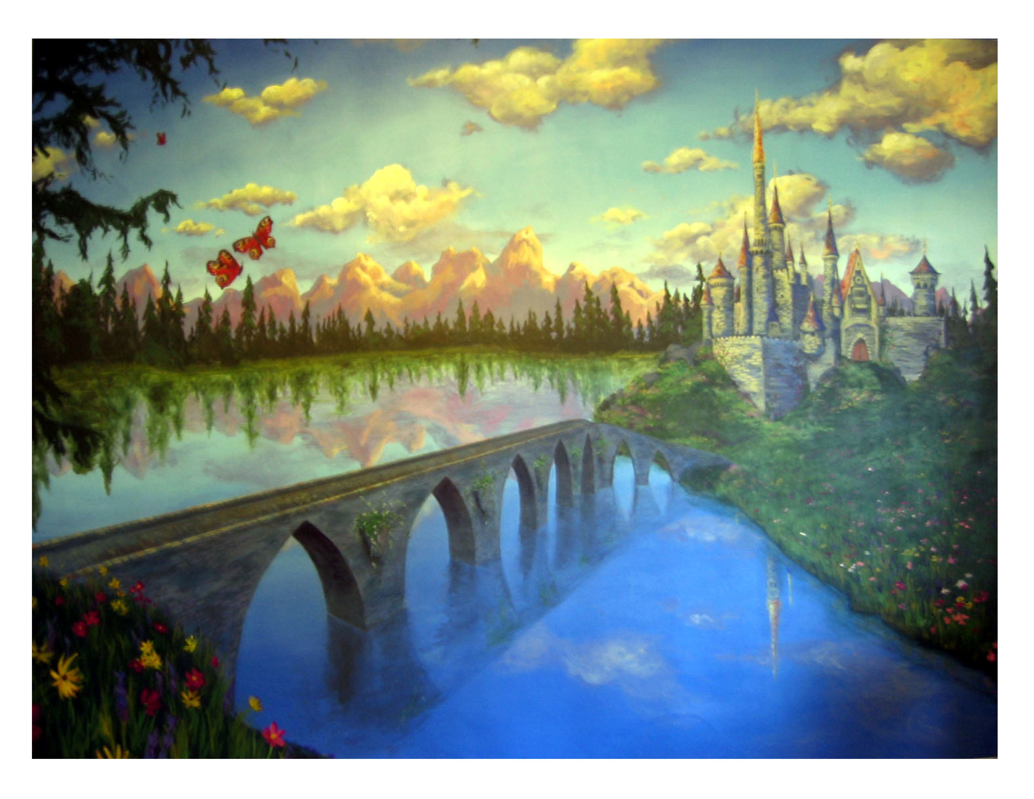 Wallpaper Background Disney Cinderella Castle Mural