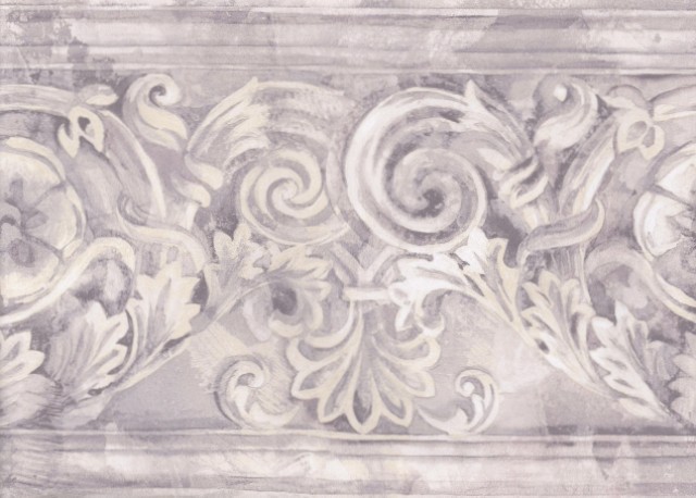 Grey White Stone Column Molding Wallpaper Border Victorian