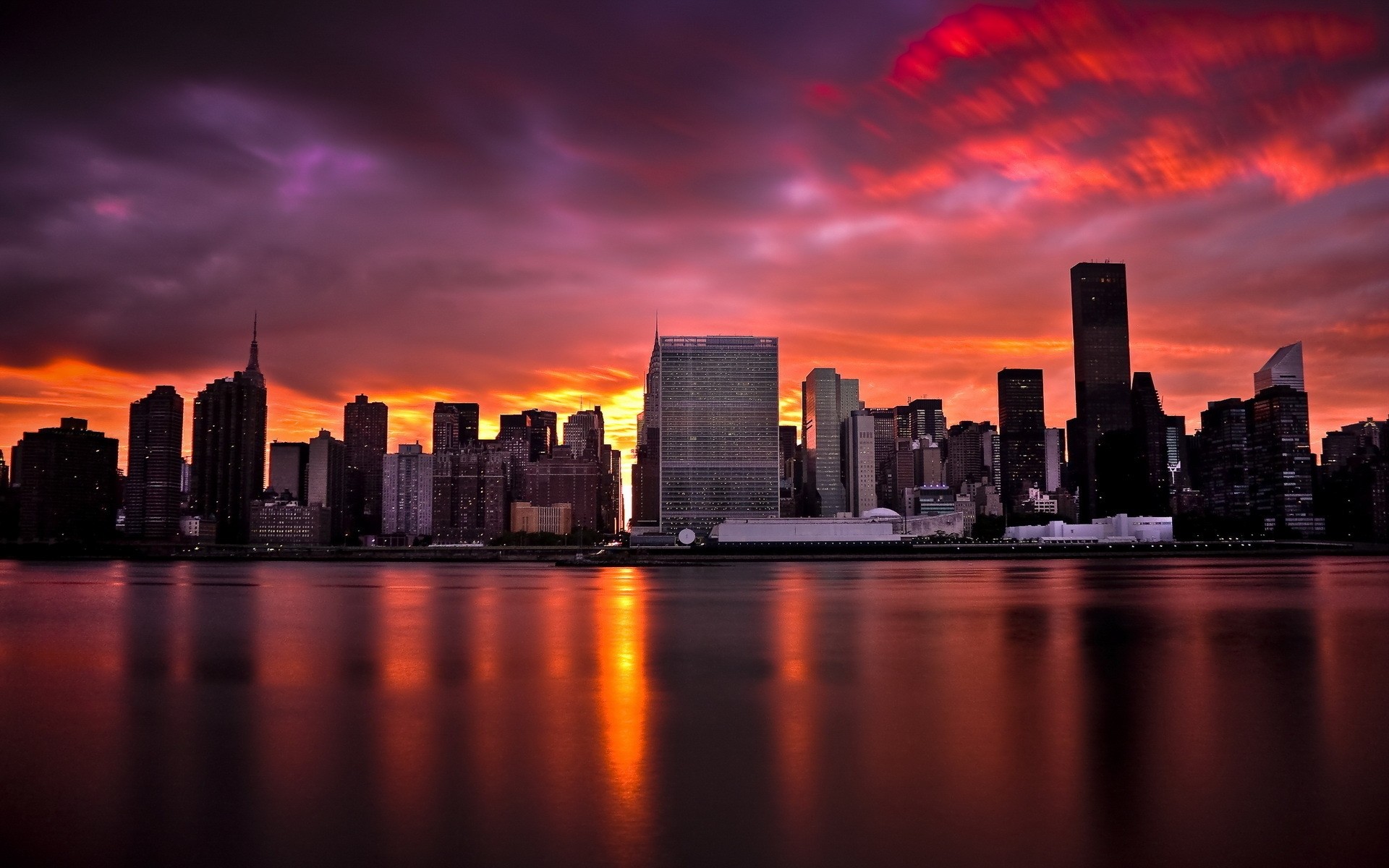 Wallpaper New York City Sunset Manhattan World Picsfab