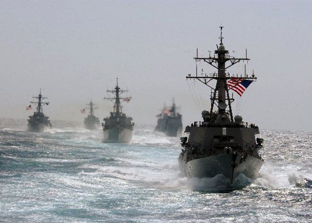 US Navy Ships At Sea