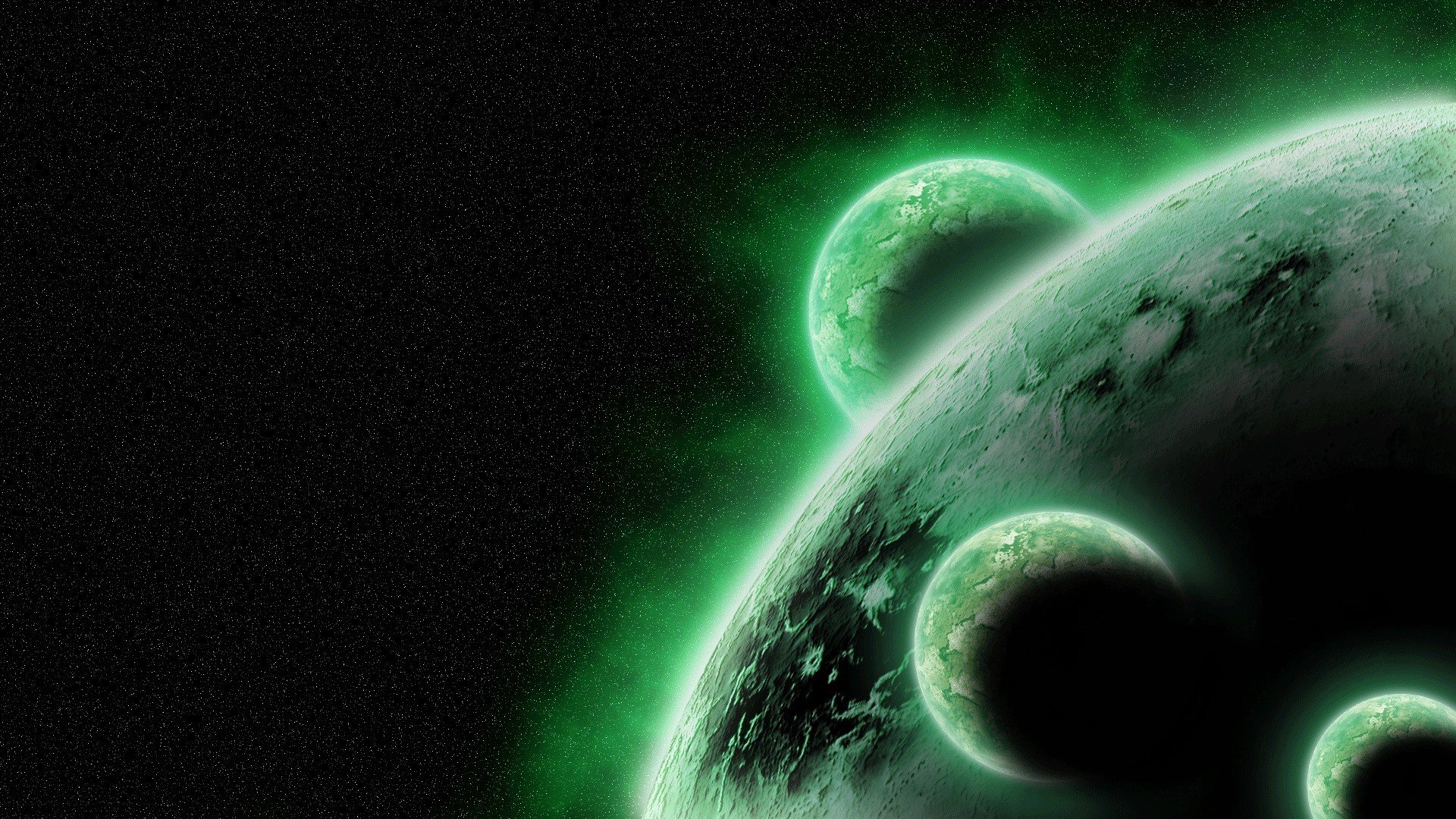 Green Outer Space Stars Plas Wallpaper
