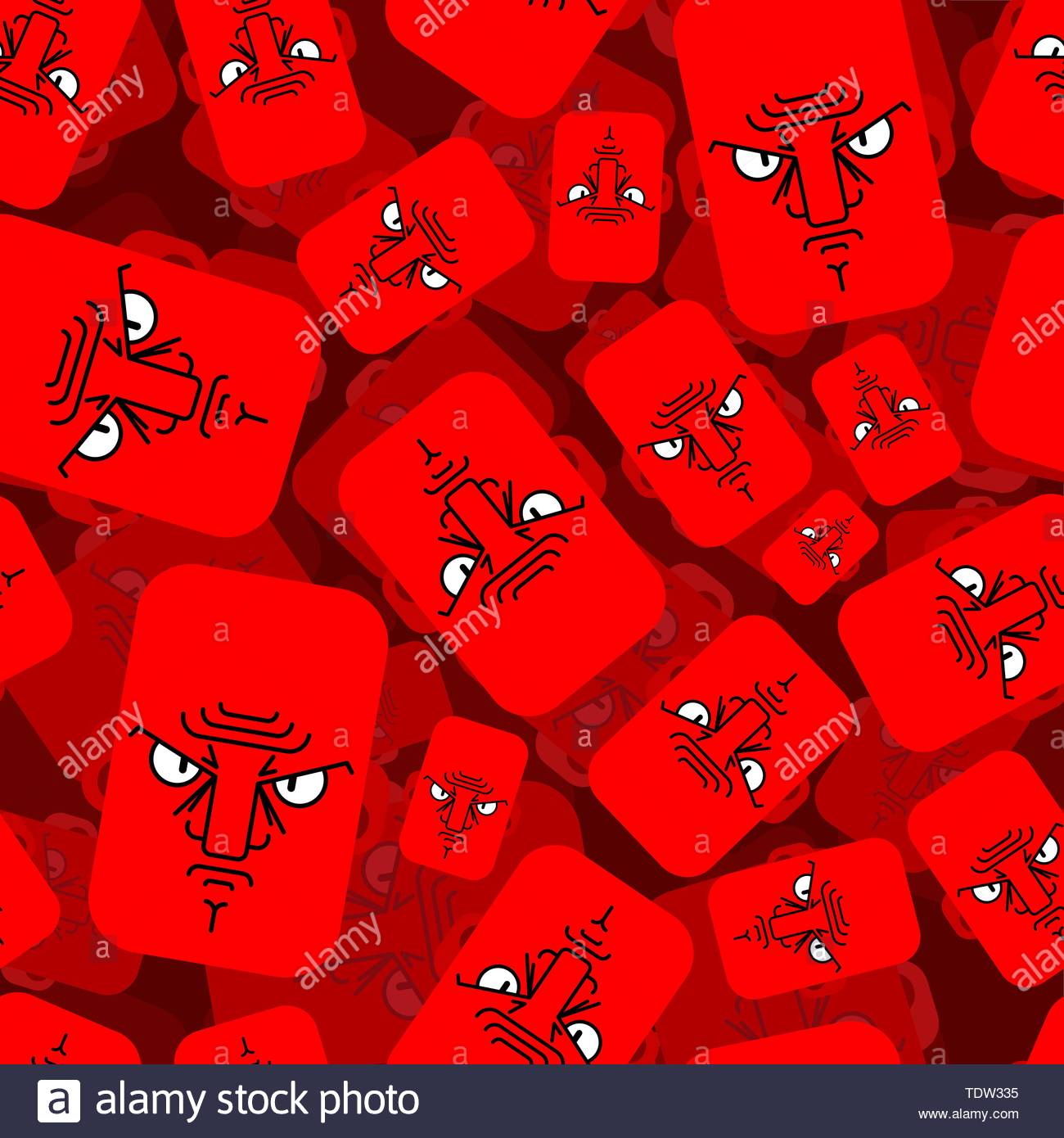 Angry Face Red Pattern Seamless Evil Emotion Background