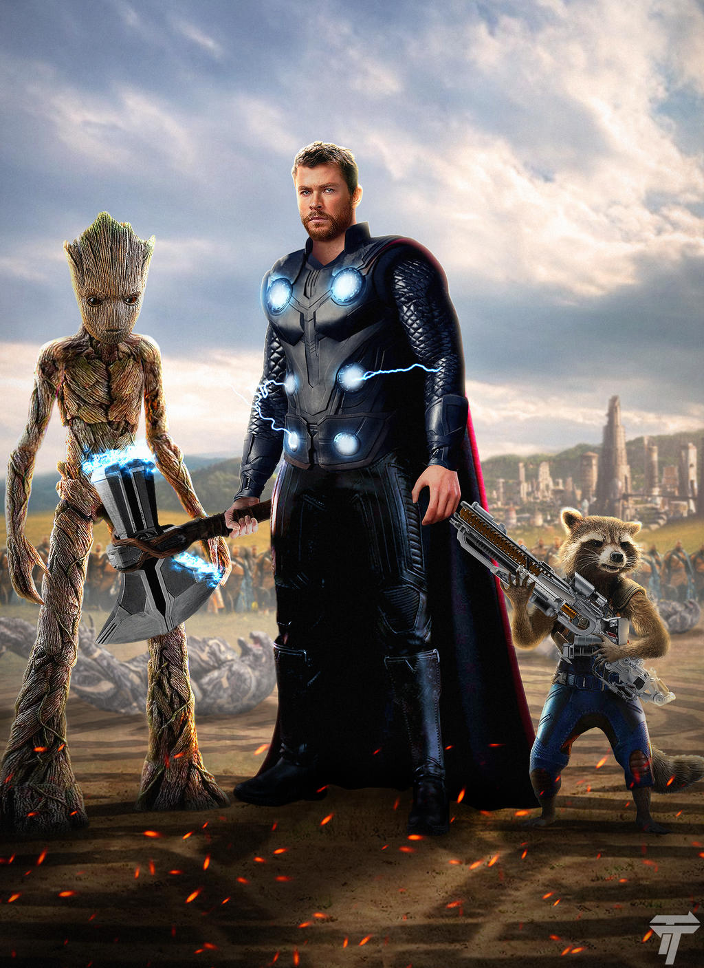 Thor Rocket And Groot By Timetravel6000v2