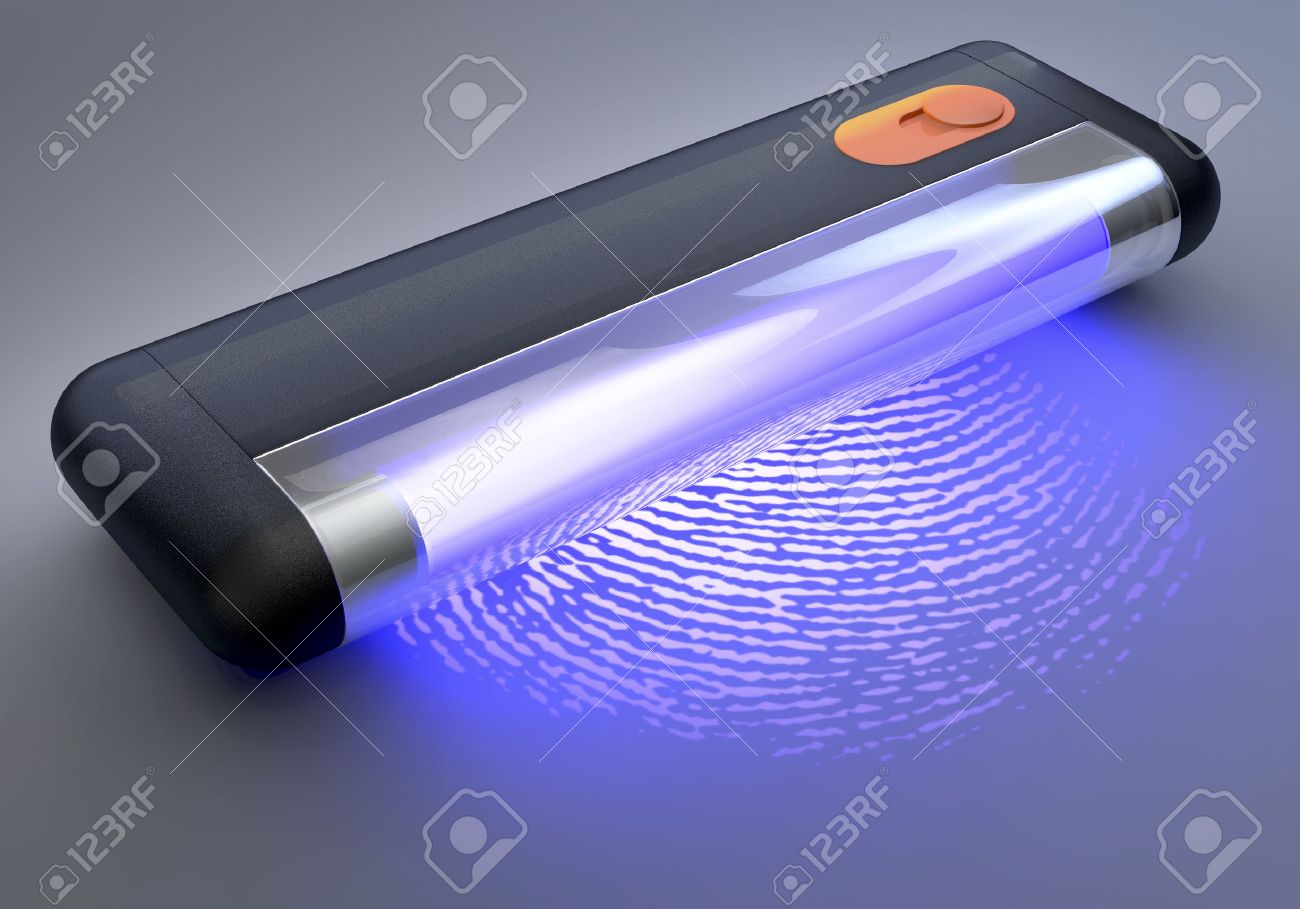 Uv Ultraviolet Light Tube Illuminating A Fingerprint 3d