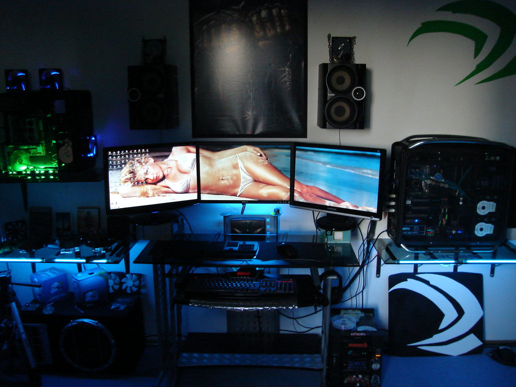 Badh8me S Gaming Room Way Sli Monitor Setup By On