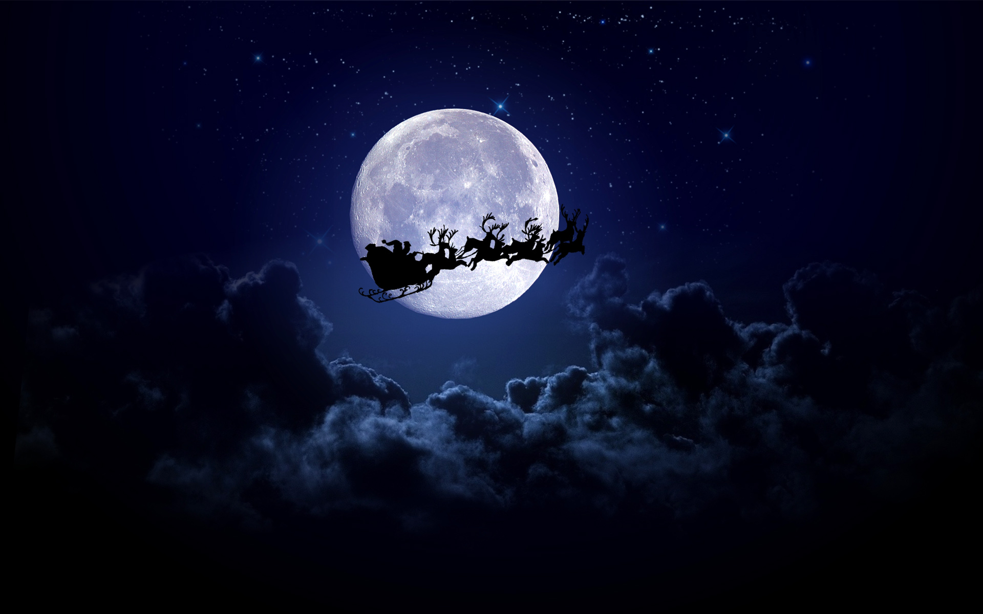 Santa And His Sleigh HD Wallpaper Background Image