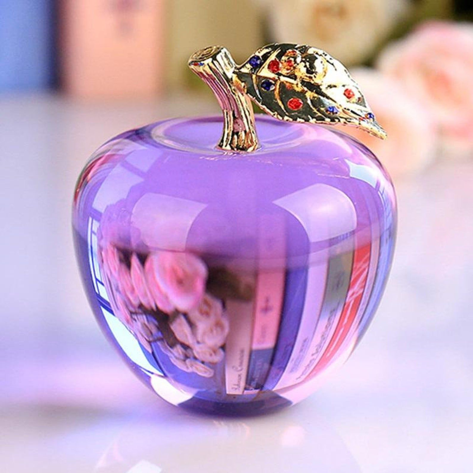 80mm Crystal Apple Paperweight Wedding Decoration Ball