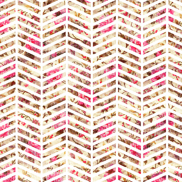 Free download Pink Vintage Floral Girly Chevron Zig Zag Pattern Art